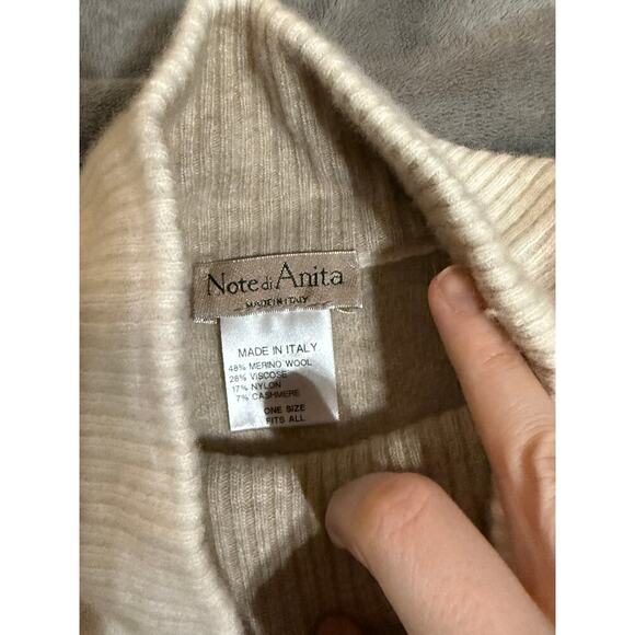 Note di Anita Merino Wool Cashmere Blend Poncho High Neck Beige Tan Size S/M - Picture 4 of 5